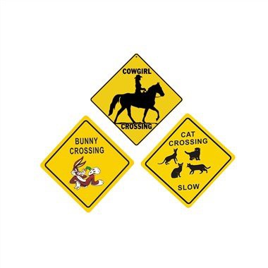 Pozor na kríženie zvierat žltý znak