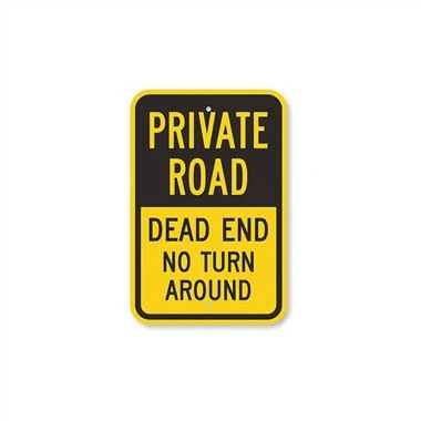 Súkromná cesta Slepá ulička Výstražné znamenie na ceste